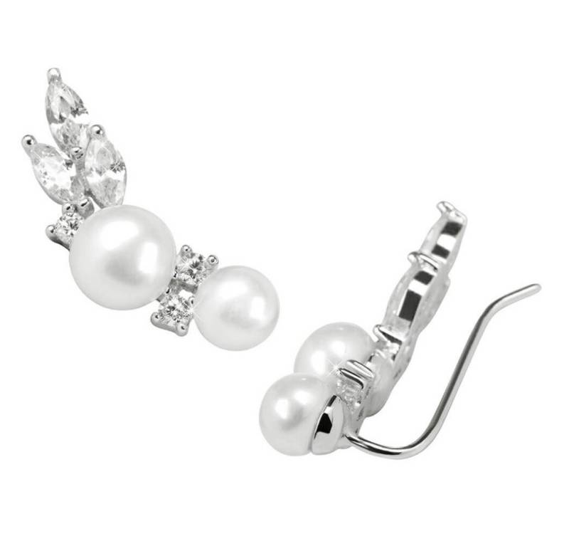 JwL Luxury Pearls Ohrring-Set Longitudinal silver earrings with real pearls and crystals JL0300 von JwL Luxury Pearls