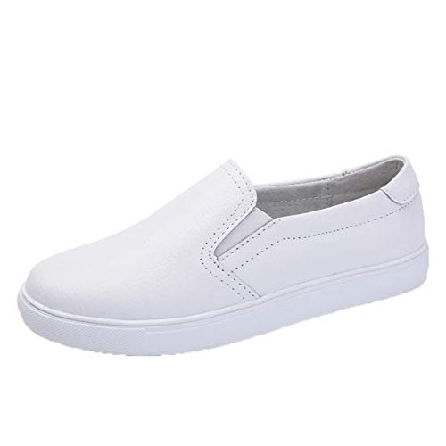 Jwans Damen Leder Slipper wasserdichte rutschfeste einfarbige runde Zehen Flache Freizeitschuhe Damen Komfortable Walking Driving Mokassins von Jwans