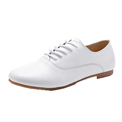 Jwans Damen Oxford Schuhe Leichte atmungsaktive einfarbige runde Zehen Flache Mokassins Damen Walking Casual Leder Slipper von Jwans