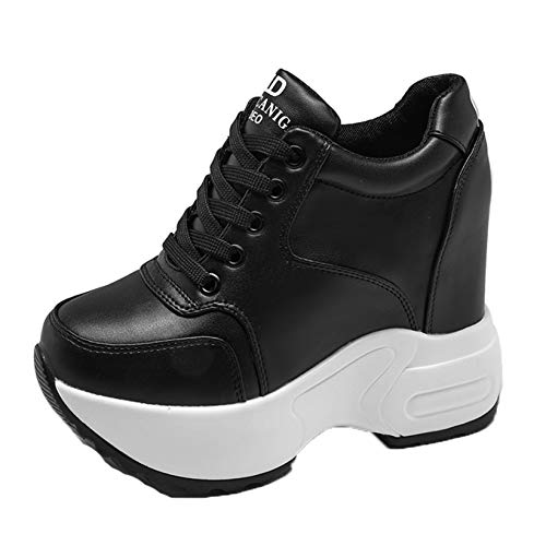 Jwans Damen Stiefeletten Wedge Round Toe wasserdichte Schnürschuhe Freizeit Damen Winter Hidden Heel Platform Sneakers von Jwans