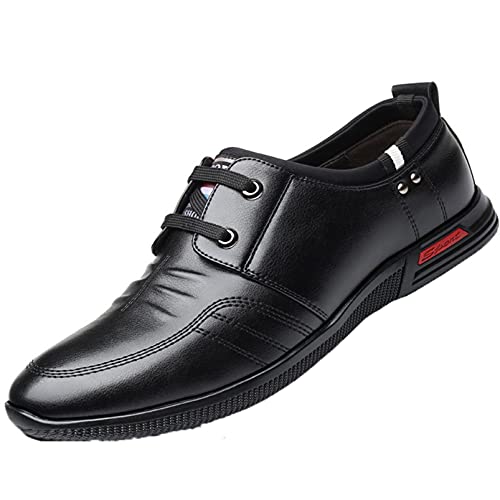 Jwans Herren Business Freizeitschuhe Atmungsaktiv rutschfeste Low Top Runde Zehe Schnürschuhe Leder Wohnungen Büroarbeit Weiche Sohle Kleid Schuhe von Jwans