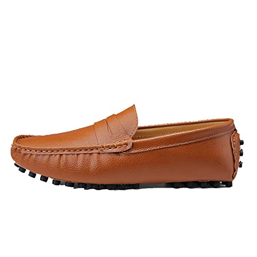 Jwans Herren Flats Mokassins Atmungsaktiv Leicht Weiche Sohle Runde Zehe Leder Slipper Walking Casual Slip on Driving Schuhe von Jwans