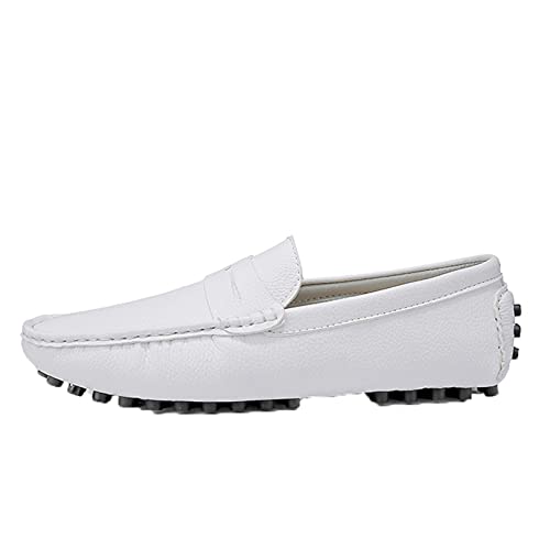 Jwans Herren Flats Mokassins Atmungsaktiv Leicht Weiche Sohle Runde Zehe Leder Slipper Walking Casual Slip on Driving Schuhe von Jwans