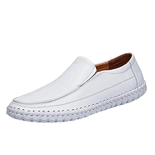 Jwans Loafer für Männer Sommer Atmungsaktiv rutschfest Einfarbig Flache Leder Mokassins Outdoor Walking Fahren Weiche Sohle Freizeitschuhe von Jwans