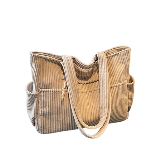 Jwqqwdza Cord-Tragetasche für Damen, mehrere Taschen, große Hobo-Schultertasche für Büro und Shopping, lässige Handtasche mit Reißverschluss, Khaki, 17"L × 6"W × 12"H Jwqqwdza Cord-Tragetasche für Damen, mehrere Taschen, große Hobo-Schultertasche für Büro und Shopping, lässige Handtasche mit Reißverschluss, Khaki, 17"L × 6"W × 12"H von Jwqqwdza