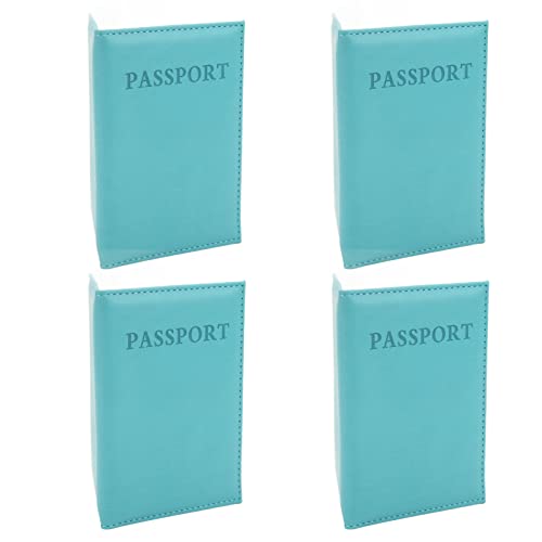Jwthee 4 PCs Passhalter Covers Case, Passhalter für Reisebrauen, Reisepasswolfswallet, schlanke Passabdeckung Reisen Muss, Lederpassbrieftasche (Hellblau) von Jwthee