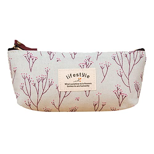 Jwthee Bleistiftkoffer, Wäsche Blumenstifte Hülle Halter Kleiner Bleistiftbeutel schlanker Stiftbeutel mit Reißverschluss Make -up -Beutel Kosmetikbeutel süße Bleistiftetasche School (Blau) von Jwthee