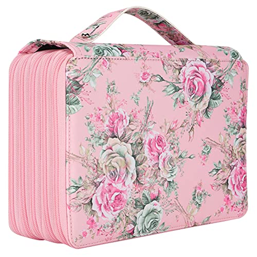 Jwthee Farbiger Bleistiftkoffer, 252 Schlitzbleistifthalter mit Reißverschlüssen, tragbarer Schreibwarenorganisator Aquarell Stifte Multi -Layer große Kapazität (Rose Foundation) von Jwthee