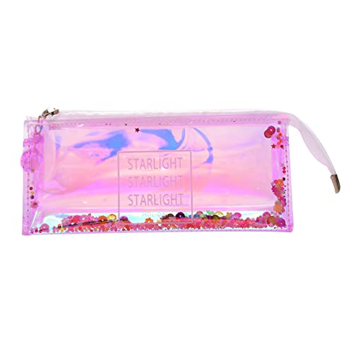 Jwthee Glitzerstift-Federmäppchen mit Reißverschluss, sichtbare Stiftetuis, Organizer, Reise-Make-up-Tasche, Mehrzweck-Reiseschule, Teenager, Mädchen, niedlicher transparenter (STAELIGHT) von Jwthee