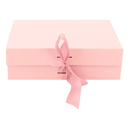 Geschenkboxen Falten Reine Farbe Wiederverwendbare Geschenkverpackungskästen Band Lagern Schmuck Süßigkeiten Kerzen Parfüm großer Papierdeckelfarbe (Rosa) von Jxngery