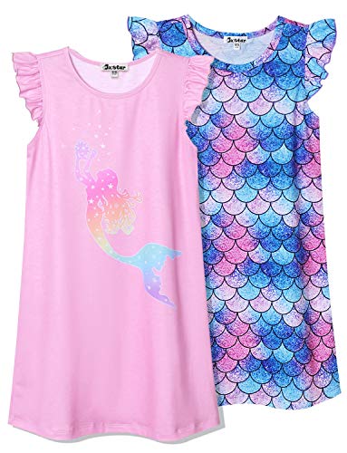 Jxstar Nachthemd für Mädchen, Flatterärmel, Schlafanzug, Baumwolle, Nachtkleid, 2er-Pack - Pink - 10-11 Jahre Jxstar Nachthemd für Mädchen, Flatterärmel, Schlafanzug, Baumwolle, Nachtkleid, 2er-Pack - Pink - 10-11 Jahre von Jxstar