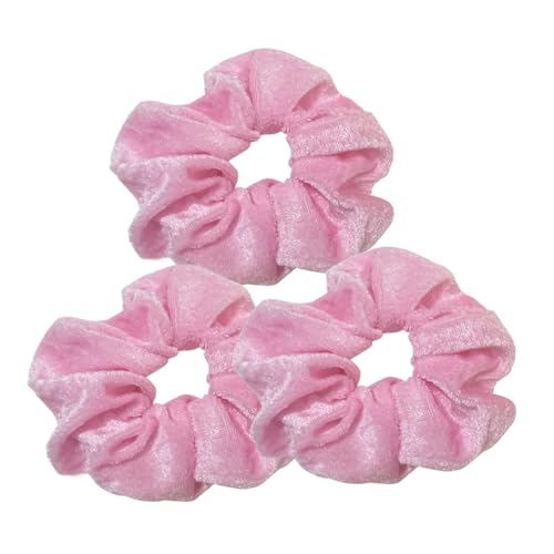 Haargummis, Samt-Haargummis, rosa Haargummis für Damen, Pferdeschwanz-Halter, weiche Haargummis, elastische Haarbänder, Haarschmuck für Mädchen und Frauen, 3 Stück Haargummis, Samt-Haargummis, rosa Haargummis für Damen, Pferdeschwanz-Halter, weiche Haargummis, elastische Haarbänder, Haarschmuck für Mädchen und Frauen, 3 Stück von Jxuane