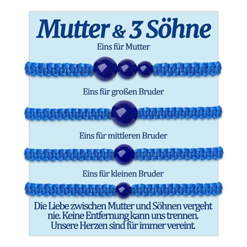Mutter 3 Sohn Armband Geschenke Mama und 3 Söhne Armbänder für Mutti von drei Söhne Geschenk zum Geburtstag Muttertag Geburtstagsgeschenk Weihnachten Geschenkideen Schumuck Frauen Schmuckset für 4 von Jycycem