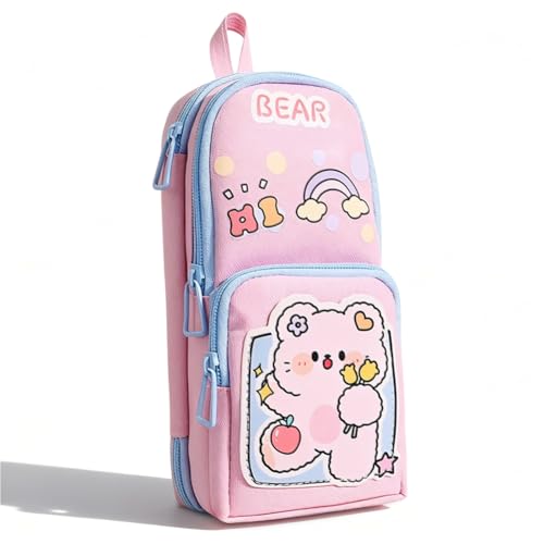 JynxtoyZeal Bär Federmäppchen, Bär Große Kapazität Mäppchen, Karikatur Federmäppchen, Double Zipper Canvas Pencil Case Portable Geschenk für Geburtstage und Schulanfang JynxtoyZeal Bär Federmäppchen, Bär Große Kapazität Mäppchen, Karikatur Federmäppchen, Double Zipper Canvas Pencil Case Portable Geschenk für Geburtstage und Schulanfang von JynxtoyZeal