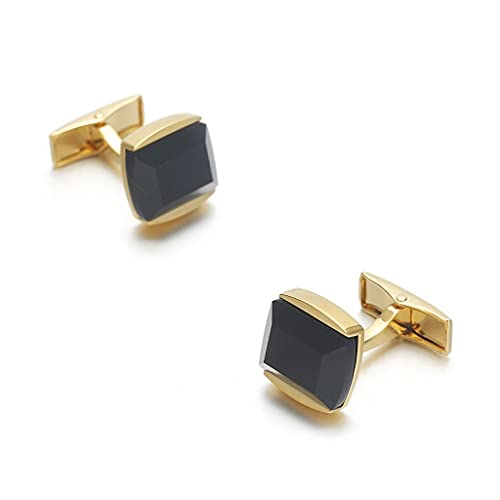 Quadratische schwarze Kristall-Manschettenknöpfe für Herren, französischer Anzug, Knopf, Hemd, Manschettenknöpfe, individuelle Eleganz (Farbe: Schwarz, Größe: wie abgebildet), As Shown von Jyuiipcz