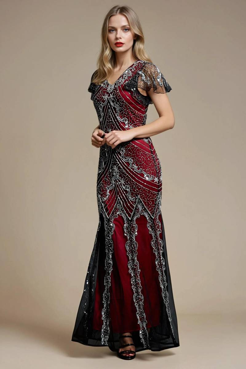 Sophia Vine Rotes 1920Er Jahre Gatsby Kleid | Art Deco Perlenkleid Vintage-Inspiriertes Abschlussball-, Hochzeits-, Brautjungfern - Oder Abendkleid von Jywal