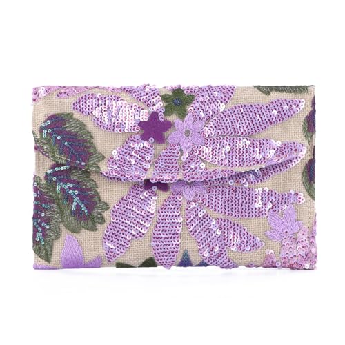 Jywmsc 2025 Sommer Clutch für Damen Blumen Perlen Geldbörse Vintage Stickerei Pailletten Abend Clutch für formelle Hochzeiten von Jywmsc