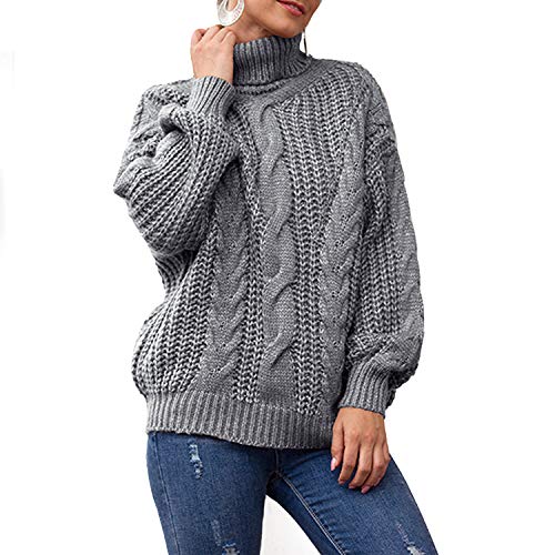 Jywmsc Damen Elegant Rollkragenpullover Oversize Langarm Beiläufige Grobstrickpullover Strickpullover Sweatshirts von Jywmsc