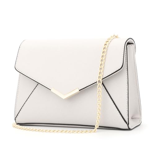 Jywmsc Damen Envelope Clutch Handtasche Kunstleder Abendtaschen Handtaschen für Hochzeit Party Cocktail Prom Crossbody Schultertasche Beige von Jywmsc