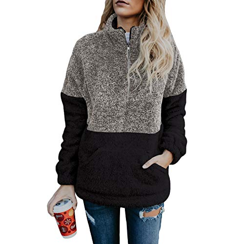 Jywmsc Damen Kapuzenpullover Teddy Langarm Oversize Sweatshirt Hoodie Einfarbig Warm Mit Kapuze von Jywmsc