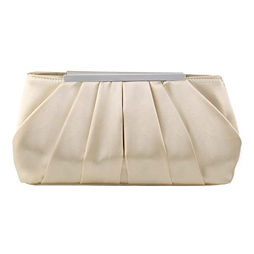 Jywmsc Damen Satin Abendtasche Elegante Satin Plissee Abend Clutch Geldbörsen für Damen Silber Hochzeit Handtasche von Jywmsc