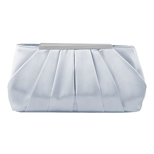 Jywmsc Damen Satin Abendtasche Elegante Satin Plissee Abend Clutch Geldbörsen für Damen Silber Hochzeit Handtasche von Jywmsc