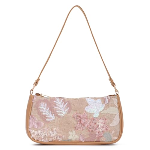 Jywmsc Frauen Floral Beaded Geldbörsen Hobo bestickte Umhängetasche Leder Top Handle Unterarm Handtasche Jywmsc Frauen Floral Beaded Geldbörsen Hobo bestickte Umhängetasche Leder Top Handle Unterarm Handtasche von Jywmsc