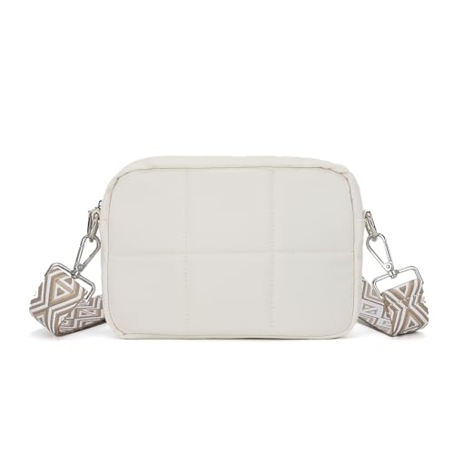 Jywmsc Gesteppte Umhängetaschen für Damen, Kleine Umhängetasche, Leichte Puffer-Schultertasche aus Nylon mit Verstellbarem Gitarrengurt von Jywmsc