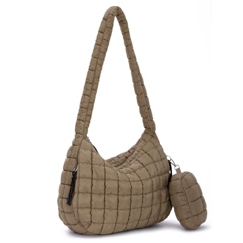 Jywmsc Große Puffersack-Tasche für Frauen Gesteppte Tragetasche Puffy Crossbody Bag mit kleinem Beutel mit Reißverschluss von Jywmsc
