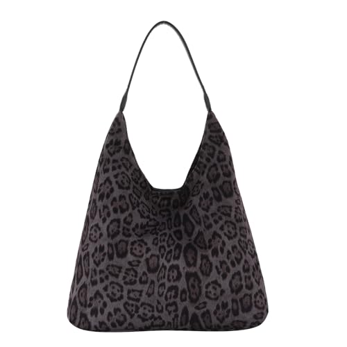 Jywmsc Leopard Tote Tasche für Frauen Wildleder Gepard Druck Hobo Umhängetasche Große Vintage Satchel Handtasche von Jywmsc