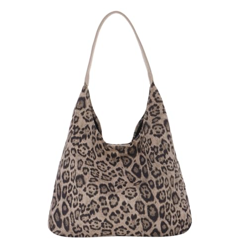 Jywmsc Leopard Tote Tasche für Frauen Wildleder Gepard Druck Hobo Umhängetasche Große Vintage Satchel Handtasche von Jywmsc