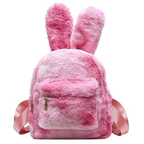 Jywmsc Niedliche Bunny-Rucksäcke für Mädchen, Damen niedlich Kaninchenohren Rucksack Flauschige Umhängetasche Schultasche Satchel von Jywmsc