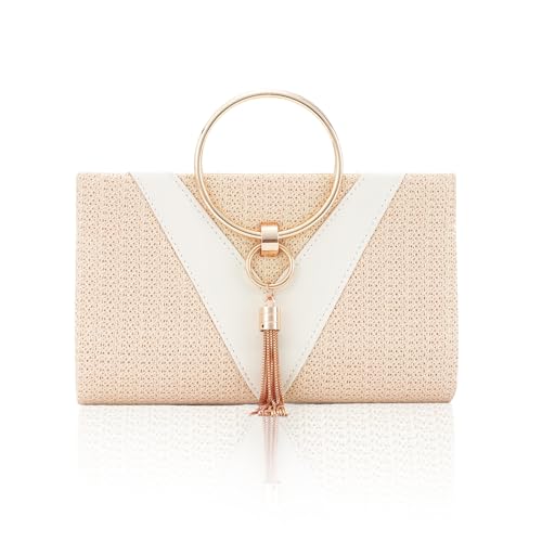 Jywmsc Stroh Clutch Geldbörsen für Damen Sommer Strandtaschen Tote Quasten Abendtasche Handtaschen von Jywmsc