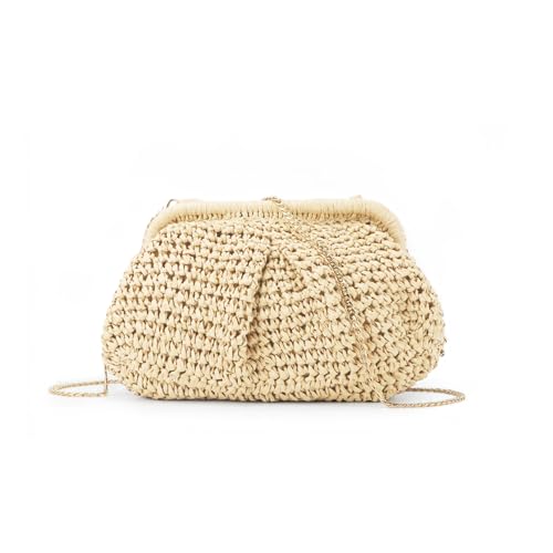 Jywmsc Stroh Clutch Handtasche für Damen Wolkenknödel-Beutel Stroh-Crossbody-Schulter-Handtasche Sommer Strand Gewebte Tasche von Jywmsc