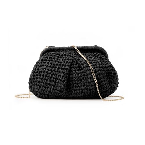 Jywmsc Stroh Clutch Handtasche für Damen Wolkenknödel-Beutel Stroh-Crossbody-Schulter-Handtasche Sommer Strand Gewebte Tasche von Jywmsc
