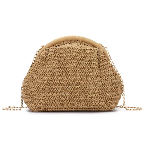 Jywmsc Stroh Clutch Handtasche für Frauen Sommer Strand Taschen gewebt Urlaub Abend Taschen Hollow Schulter Handtasche von Jywmsc