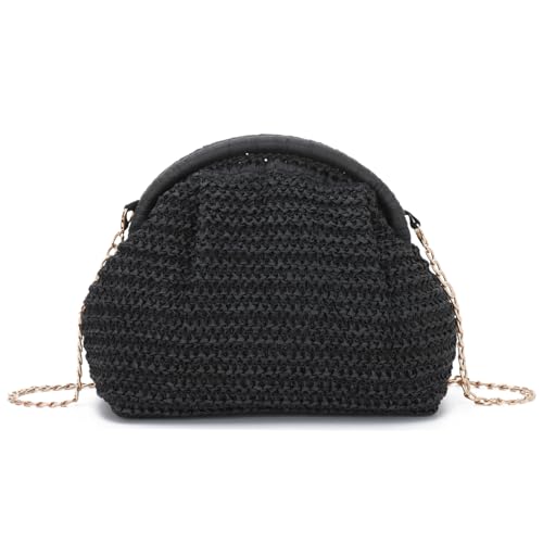 Jywmsc Stroh Clutch Handtasche für Frauen Sommer Strand Taschen gewebt Urlaub Abend Taschen Hollow Schulter Handtasche von Jywmsc