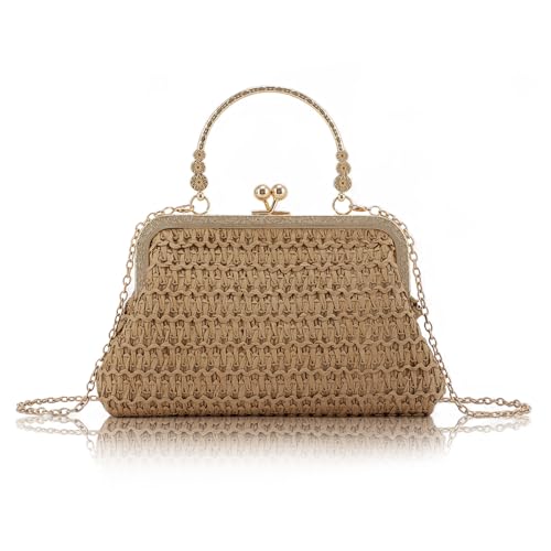 Jywmsc Stroh Clutch Purses für Damen, Sommer Abend Handtaschen, Woven Beach Shoulder Handtaschen für Party, Prom, Hochzeit von Jywmsc