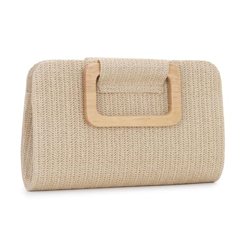 Jywmsc Stroh Clutch Taschen für Frauen Sommer Strand Tasche gewebt Abend Handtaschen Top Handle Umhängetasche für Urlaub von Jywmsc