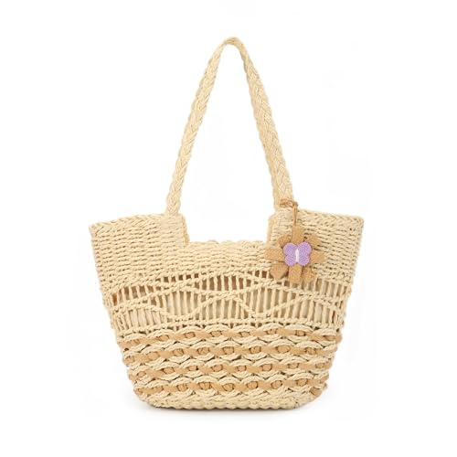Jywmsc Stroh Strandtasche, Große Sommer Boho Woven Tote Bags, Rattan Handmade Schulter Handtaschen für Damen von Jywmsc