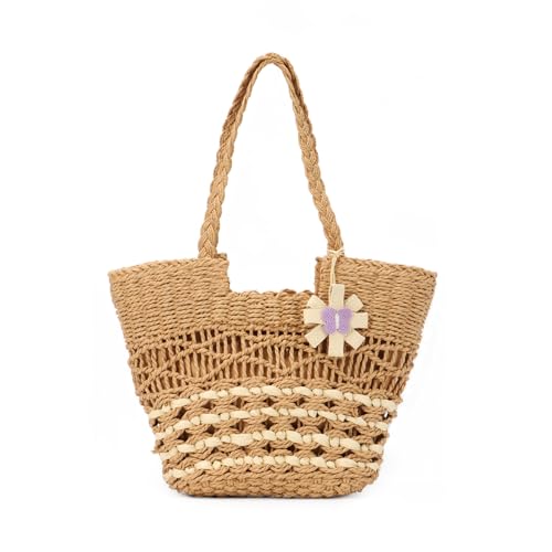 Jywmsc Stroh Strandtasche, Große Sommer Boho Woven Tote Bags, Rattan Handmade Schulter Handtaschen für Damen von Jywmsc