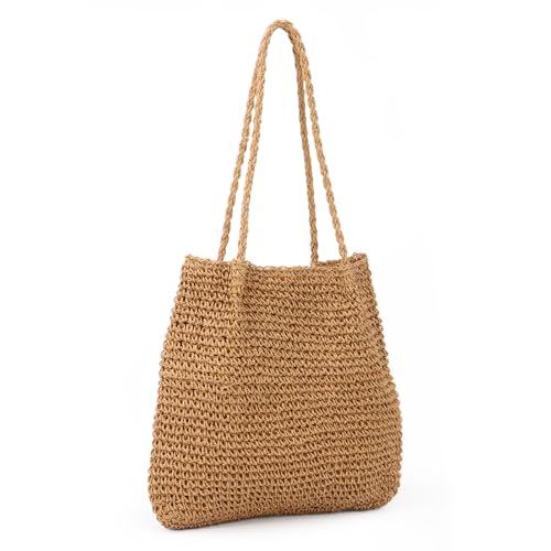 Jywmsc Stroh Strandtaschen für Damen, Sommer Gewebt Tote Bag Schulter Handtaschen, Große Strandtasche für Urlaub von Jywmsc