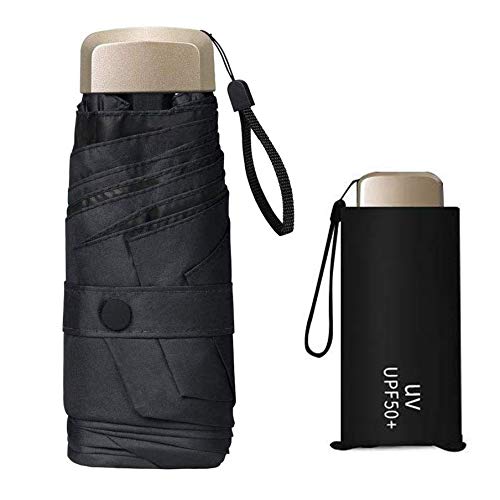 Jzhen Mini Regenschirm, Taschenschirm Windsicher Sonnenschutz Reiseschirm, Freien UV Faltender Regenschirm, leicht & kompakt(schwarz) von Jzhen