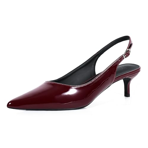 Jztacn Damen Slingback Kitten Heels 5,1 cm niedriger Absatz spitz geschlossene Zehen Pumps Schuhe, Burgunder, 36 EU Jztacn Damen Slingback Kitten Heels 5,1 cm niedriger Absatz spitz geschlossene Zehen Pumps Schuhe, Burgunder, 36 EU von Jztacn
