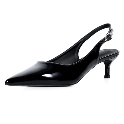 Jztacn Damen Slingback Kitten Heels 5,1 cm niedriger Absatz spitz geschlossene Zehen Pumps Schuhe, Schwarz, 38.5 EU Jztacn Damen Slingback Kitten Heels 5,1 cm niedriger Absatz spitz geschlossene Zehen Pumps Schuhe, Schwarz, 38.5 EU von Jztacn