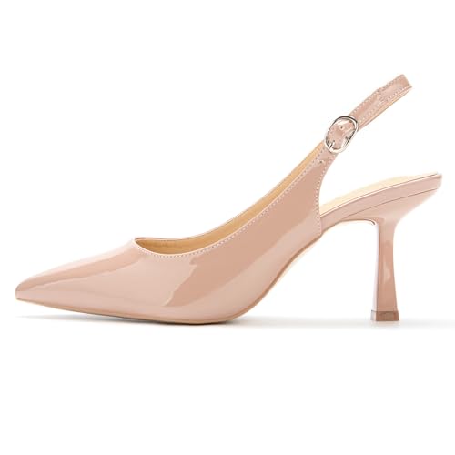 Jztacn Damen Slingback Spitz Geschlossene Zehen Kitten Heels Pumps Schuhe, Hautfarben, 39.5 EU Jztacn Damen Slingback Spitz Geschlossene Zehen Kitten Heels Pumps Schuhe, Hautfarben, 39.5 EU von Jztacn
