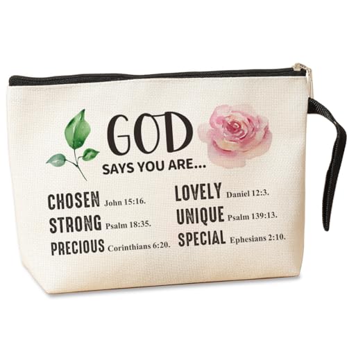 Jztco Inspirierende christliche Geschenke für Frauen, Make-up-Tasche, Hautpflege-Tasche für Schwester, Freunde, Beige625, 9.4*7.7 inch von Jztco