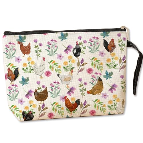 Kosmetiktasche mit Huhn-Motiv, Westernsachen, Lehrer, Wertschätzungsgeschenke, Cowgirl-Geschenke, Make-up-Tasche, Hai-Thema, Lehrer, Ruhestand, Reisetasche, für Frauen, Freunde, Baseball, Mutter, von Jztco