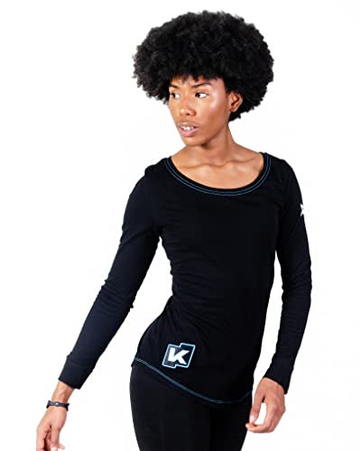 K-BRIGHT Langarmshirt Damen Langarm Nachhaltig Bio Baumwolle Damen Oberteil Sommer Sportshirt Funktionsshirt Longsleeve Damen Vegan GOTS (Schwarz, L) von K-BRIGHT