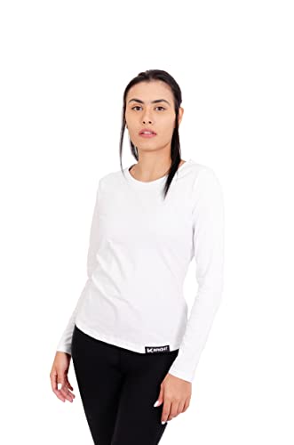 K-BRIGHT Langarmshirt Damen Basic Langarm Nachhaltig Bio Baumwolle Damen Oberteil Sommer Sportshirt Funktionsshirt Longsleeve Damen Vegan GOTS (Weiß, XS) von K-BRIGHT